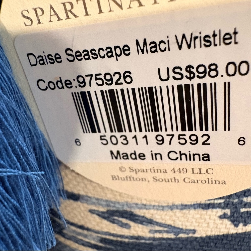 Spartina 449 Daise Seascape Wristlet Navy & Natural Canvas Tassel - Picture 6 of 6